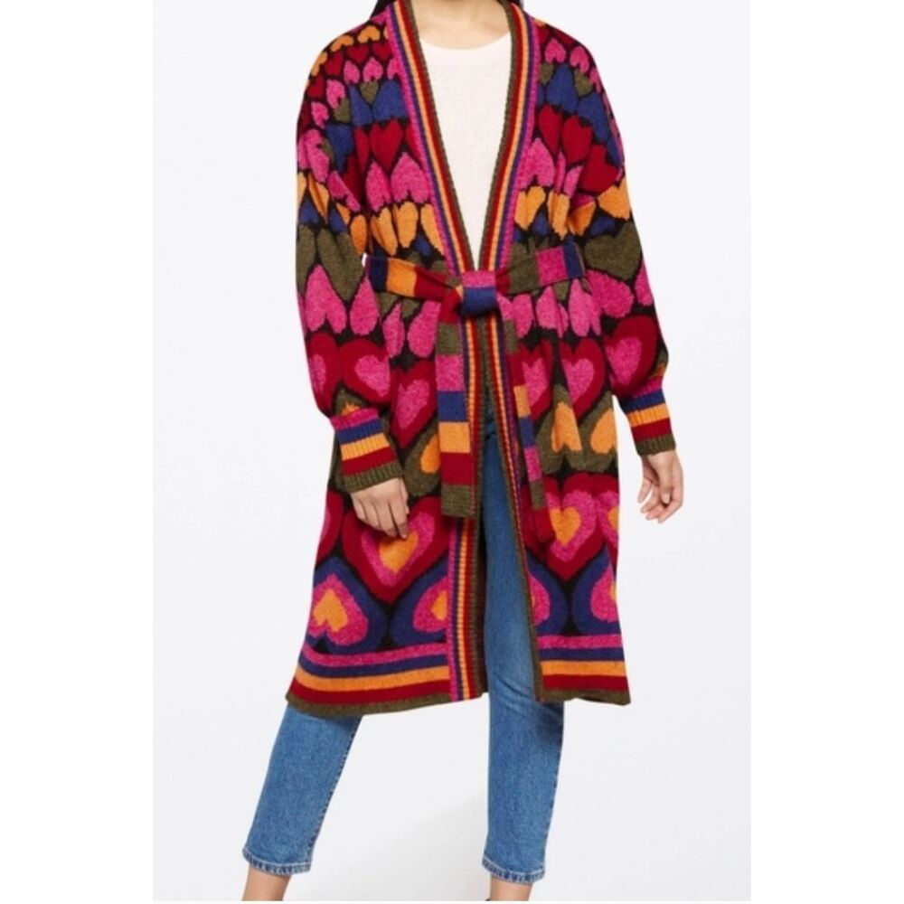 Beautiful  Farm Rio Full of Hearts Midi Cardigan Good condition - Picture 2 of 16